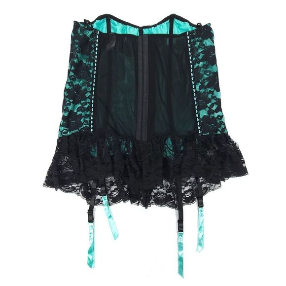 TORRID Strapless Boned Corset Ruffled Sheer Mesh Lace Plus Size 3X Teal Black - Picture 2 of 5
